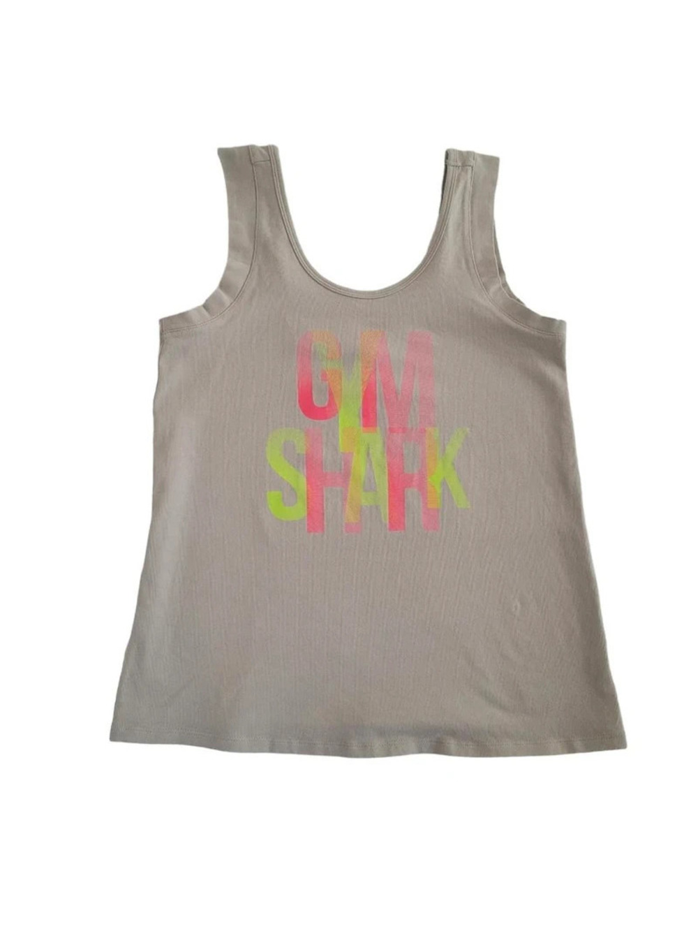 Gymshark Tank Top Small Womens Tan Neon Graphic Gym Loungewear Workout